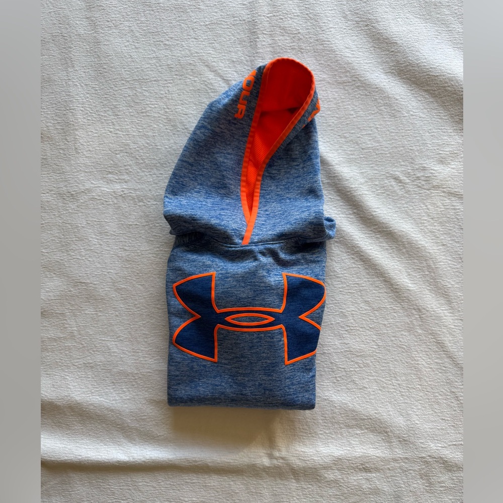 EUC Under Armour Royal Blue and Orange ColdGear Hoodie Youth Large